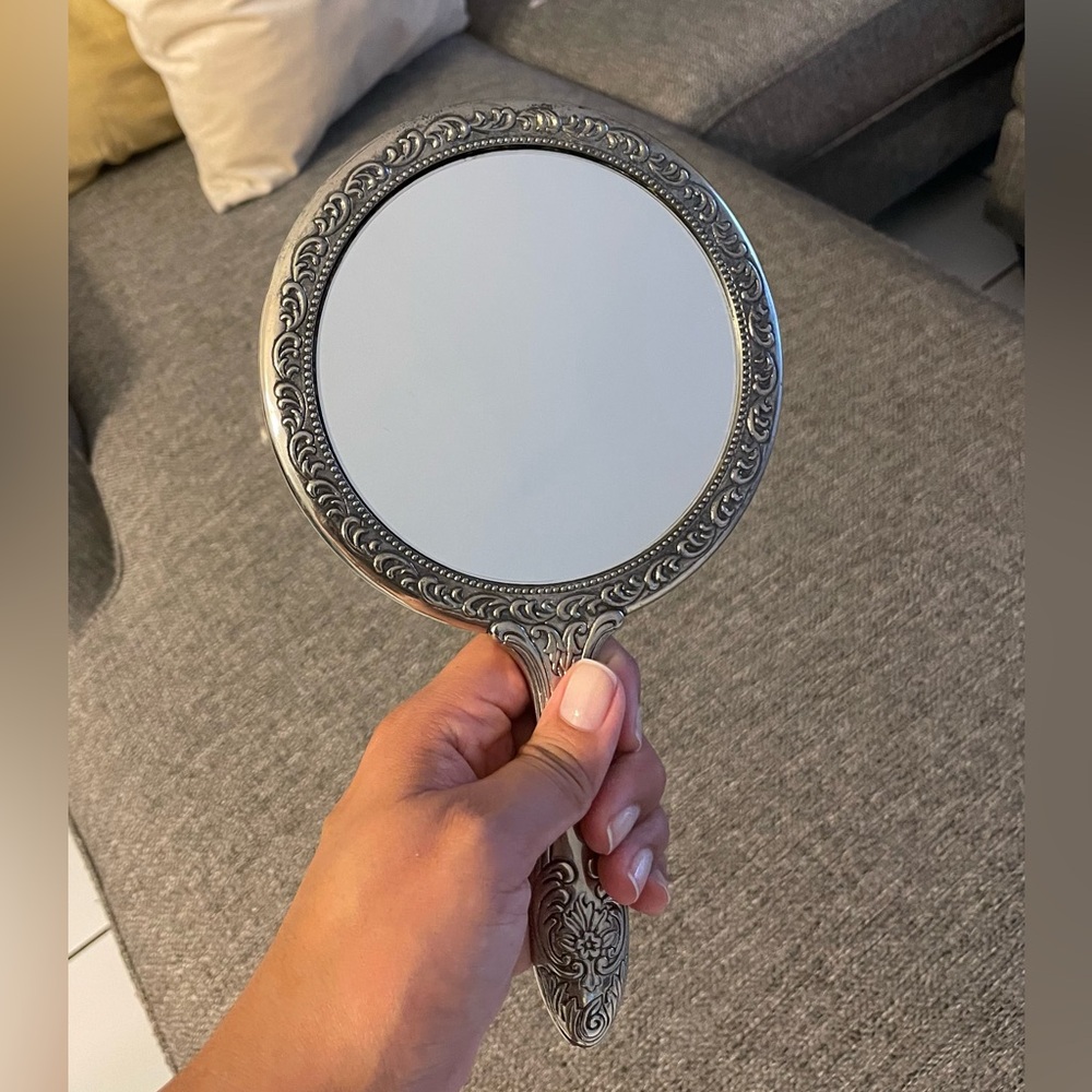 Elegant Silver Handheld Mirror